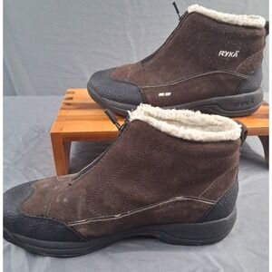 Ryka Womens Brown Suede Fur Lined Winter Boots Zip Up Size 8 Used